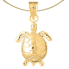 Sterling Silver Turtles Pendant (Rhodium or Yellow Gold-plated)