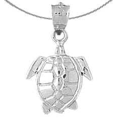 Sterling Silver Turtles Pendant (Rhodium or Yellow Gold-plated)