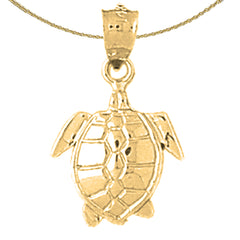 Sterling Silver Turtles Pendant (Rhodium or Yellow Gold-plated)