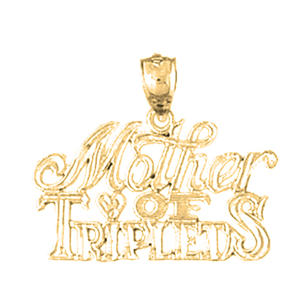 Yellow Gold-plated Silver Mother Of Triplets Pendant