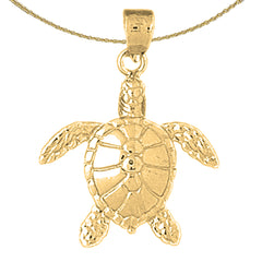 Sterling Silver Turtles Pendant (Rhodium or Yellow Gold-plated)