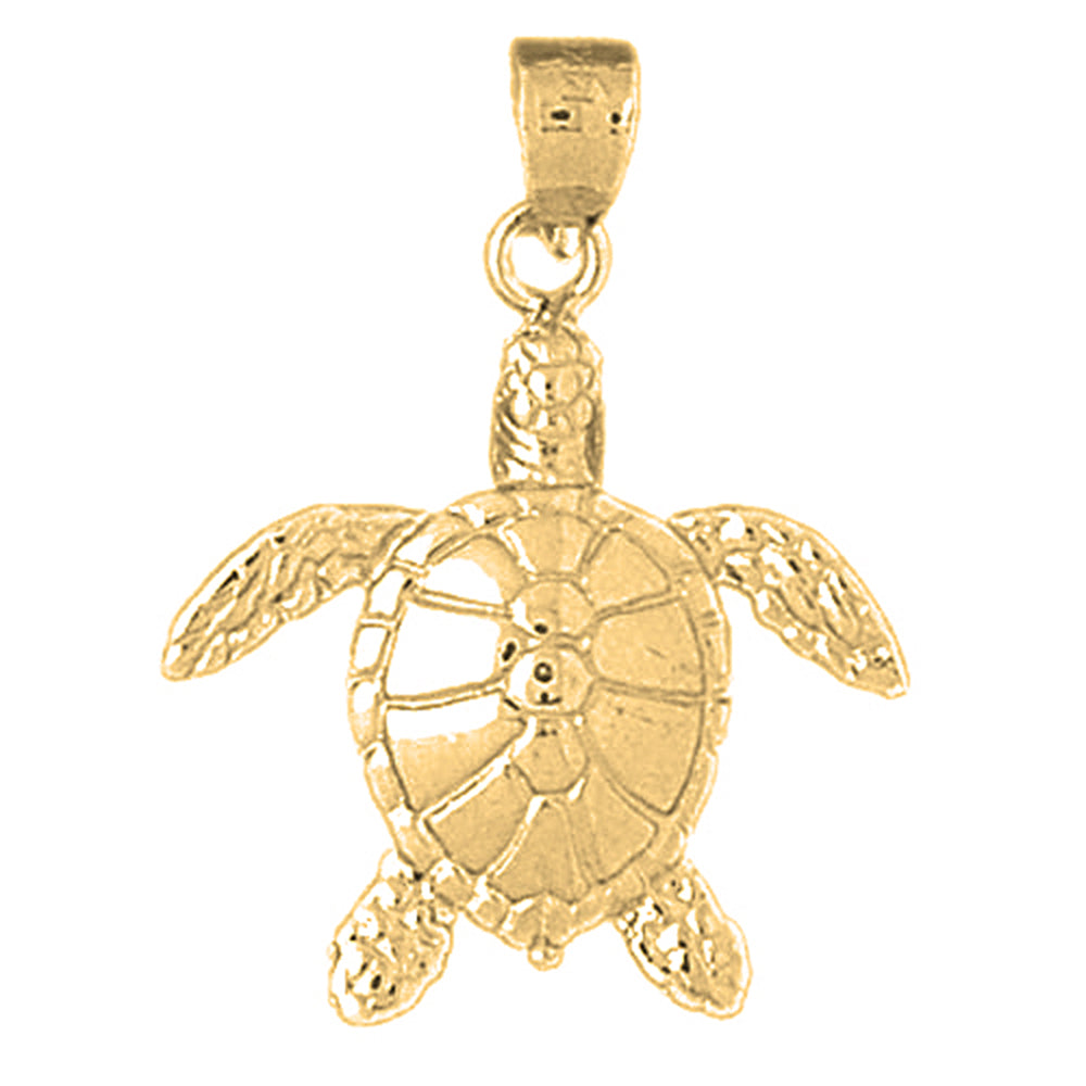 Yellow Gold-plated Silver Turtles Pendant