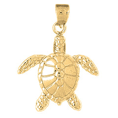 Yellow Gold-plated Silver Turtles Pendant