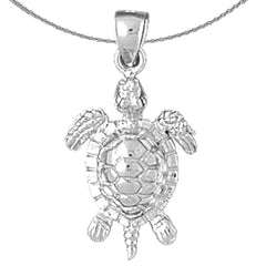 Colgante de tortugas de plata de ley (bañado en rodio o oro amarillo)