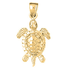 Yellow Gold-plated Silver Turtles Pendant