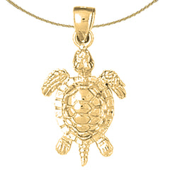 Colgante de tortugas de plata de ley (bañado en rodio o oro amarillo)