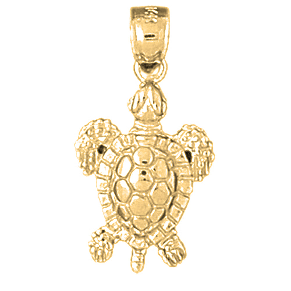 Yellow Gold-plated Silver Turtles Pendant