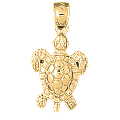 Yellow Gold-plated Silver Turtles Pendant