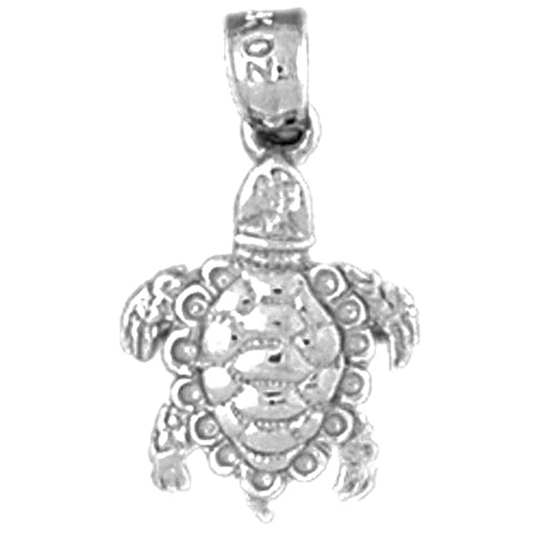 Sterling Silver Turtles 3D Pendant