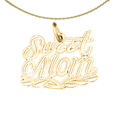 Sterling Silver Sweet Mom Pendant (Rhodium or Yellow Gold-plated)