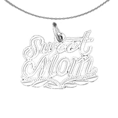 Sterling Silver Sweet Mom Pendant (Rhodium or Yellow Gold-plated)