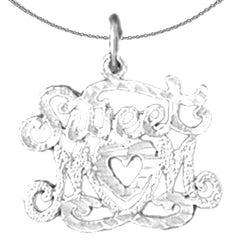 Sterling Silver Sweet Mom Pendant (Rhodium or Yellow Gold-plated)