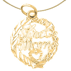 Sterling Silver Sweet Mom Pendant (Rhodium or Yellow Gold-plated)