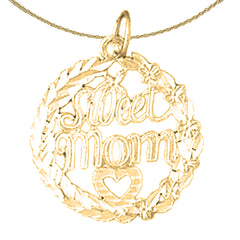 Sterling Silver Sweet Mom Pendant (Rhodium or Yellow Gold-plated)