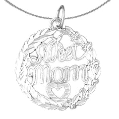 Sterling Silver Sweet Mom Pendant (Rhodium or Yellow Gold-plated)