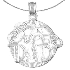 Sterling Silver Super Dad Pendant (Rhodium or Yellow Gold-plated)