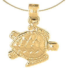 Sterling Silver Turtles Pendant (Rhodium or Yellow Gold-plated)
