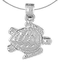 Sterling Silver Turtles Pendant (Rhodium or Yellow Gold-plated)