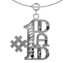 Sterling Silver Super Dad Pendant (Rhodium or Yellow Gold-plated)