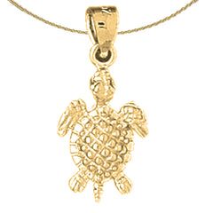 Sterling Silver Turtles Pendant (Rhodium or Yellow Gold-plated)