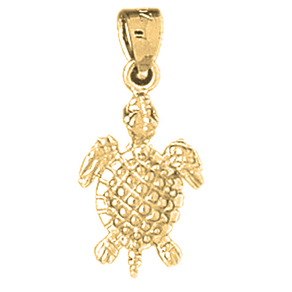 Yellow Gold-plated Silver Turtles Pendant