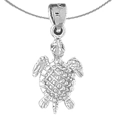 Sterling Silver Turtles Pendant (Rhodium or Yellow Gold-plated)