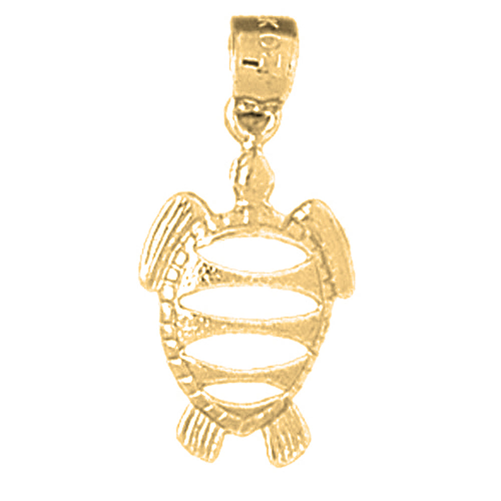 Yellow Gold-plated Silver Turtles Pendant