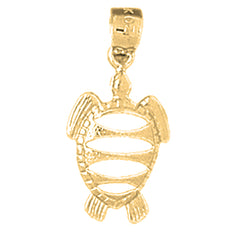 Yellow Gold-plated Silver Turtles Pendant