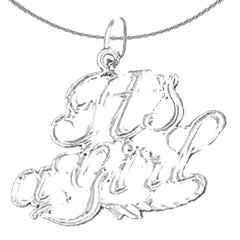 Colgante It's A Girl de plata de ley (bañado en rodio o oro amarillo)