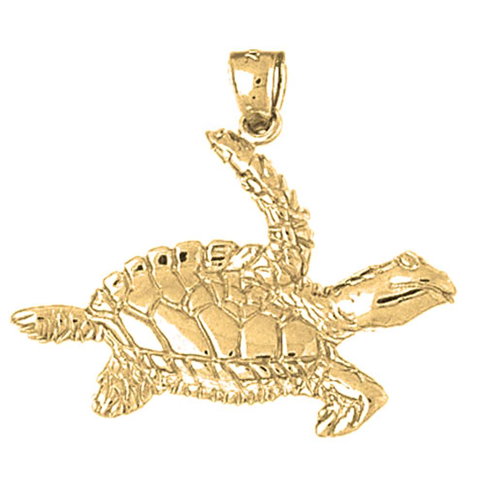 Yellow Gold-plated Silver Turtles Pendant