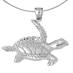 Sterling Silver Turtles Pendant (Rhodium or Yellow Gold-plated)