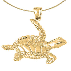 Sterling Silver Turtles Pendant (Rhodium or Yellow Gold-plated)
