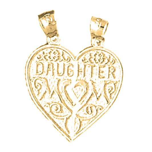 Yellow Gold-plated Silver Breakable Heart Mother Daughter Pendant