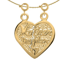Sterling Silver Breakable Heart Mother Daughter Pendant (Rhodium or Yellow Gold-plated)