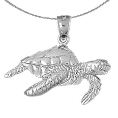 Sterling Silver Turtles Pendant (Rhodium or Yellow Gold-plated)
