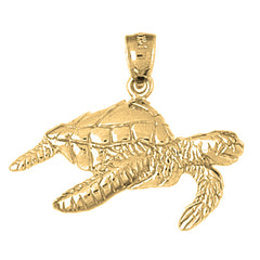 Yellow Gold-plated Silver Turtles Pendant