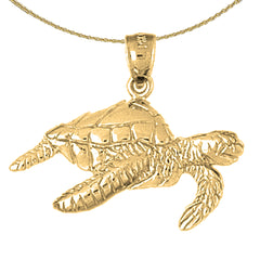Sterling Silver Turtles Pendant (Rhodium or Yellow Gold-plated)