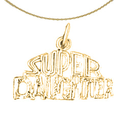 Sterling Silver Super Daughter Pendant (Rhodium or Yellow Gold-plated)