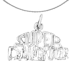 Sterling Silver Super Daughter Pendant (Rhodium or Yellow Gold-plated)