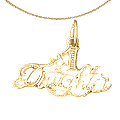 Sterling Silver #1 Daughter Pendant (Rhodium or Yellow Gold-plated)