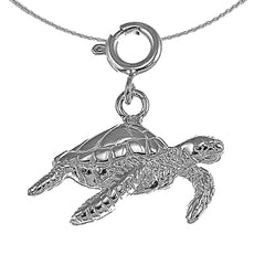 Sterling Silver Turtles Pendant (Rhodium or Yellow Gold-plated)