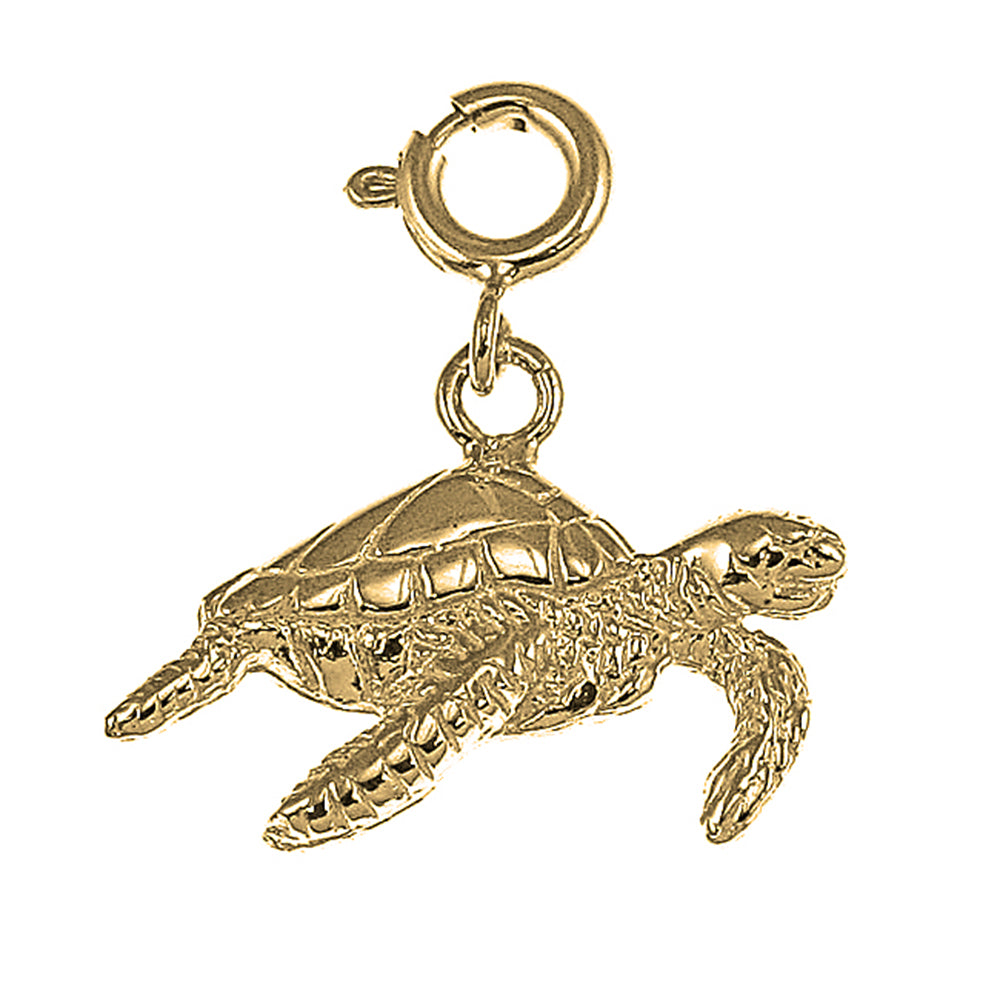 Yellow Gold-plated Silver Turtles Pendant