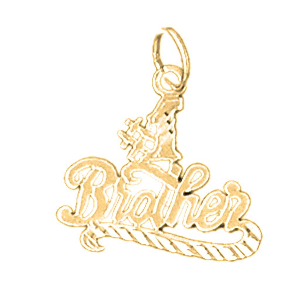 Yellow Gold-plated Silver #1 Brother Pendant