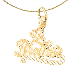 Sterling Silver #1 Brother Pendant (Rhodium or Yellow Gold-plated)