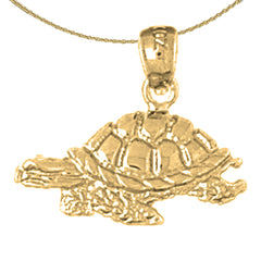 Sterling Silver Turtles Pendant (Rhodium or Yellow Gold-plated)