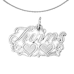 Sterling Silver Twins Pendant (Rhodium or Yellow Gold-plated)