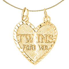 Sterling Silver Twins Forever Pendant (Rhodium or Yellow Gold-plated)