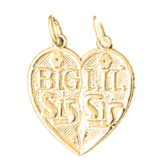 Yellow Gold-plated Silver Big Sis - Lil Sis Pendant