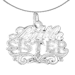 Sterling Silver Little Sister Pendant (Rhodium or Yellow Gold-plated)