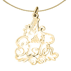 Sterling Silver #1 Sister Pendant (Rhodium or Yellow Gold-plated)